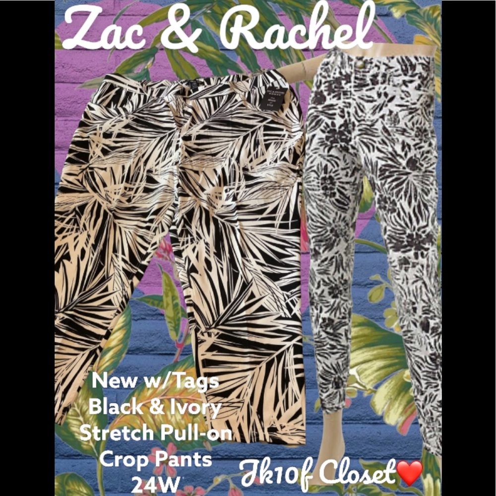 LOWEST🌺 NWT ZAC & RACHEL Sz24W STRETCH CROP PANTS